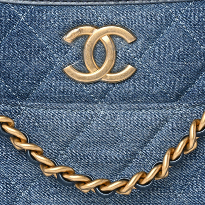 Chanel Washed Denim Quilted Hobo Blue 7 of 9