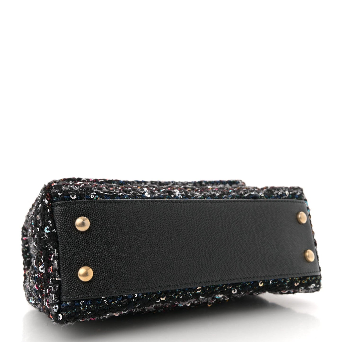 Tweed Sequin Mini Coco Handle Flap Black