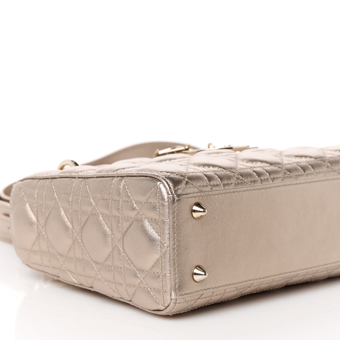 Metallic Lambskin Cannage Small My ABCDior Lady Dior Gold