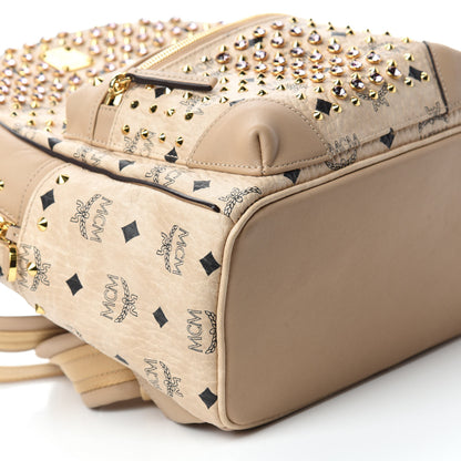 MCM Visetos Small Stud Stark Backpack Beige 6 of 10