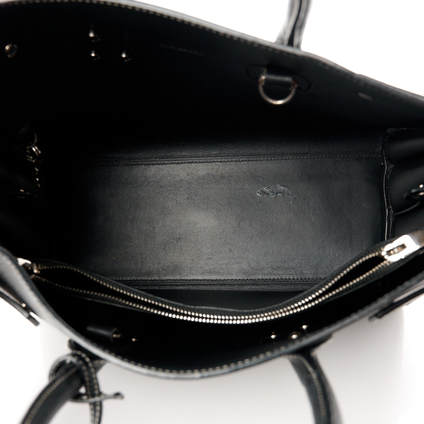 Grained Calfskin Topstitch Small Sac De Jour Black Porcelain