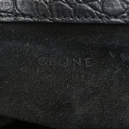 Celine Calfskin Crocodile Embossed Medium Phantom Luggage Black 6 of 8