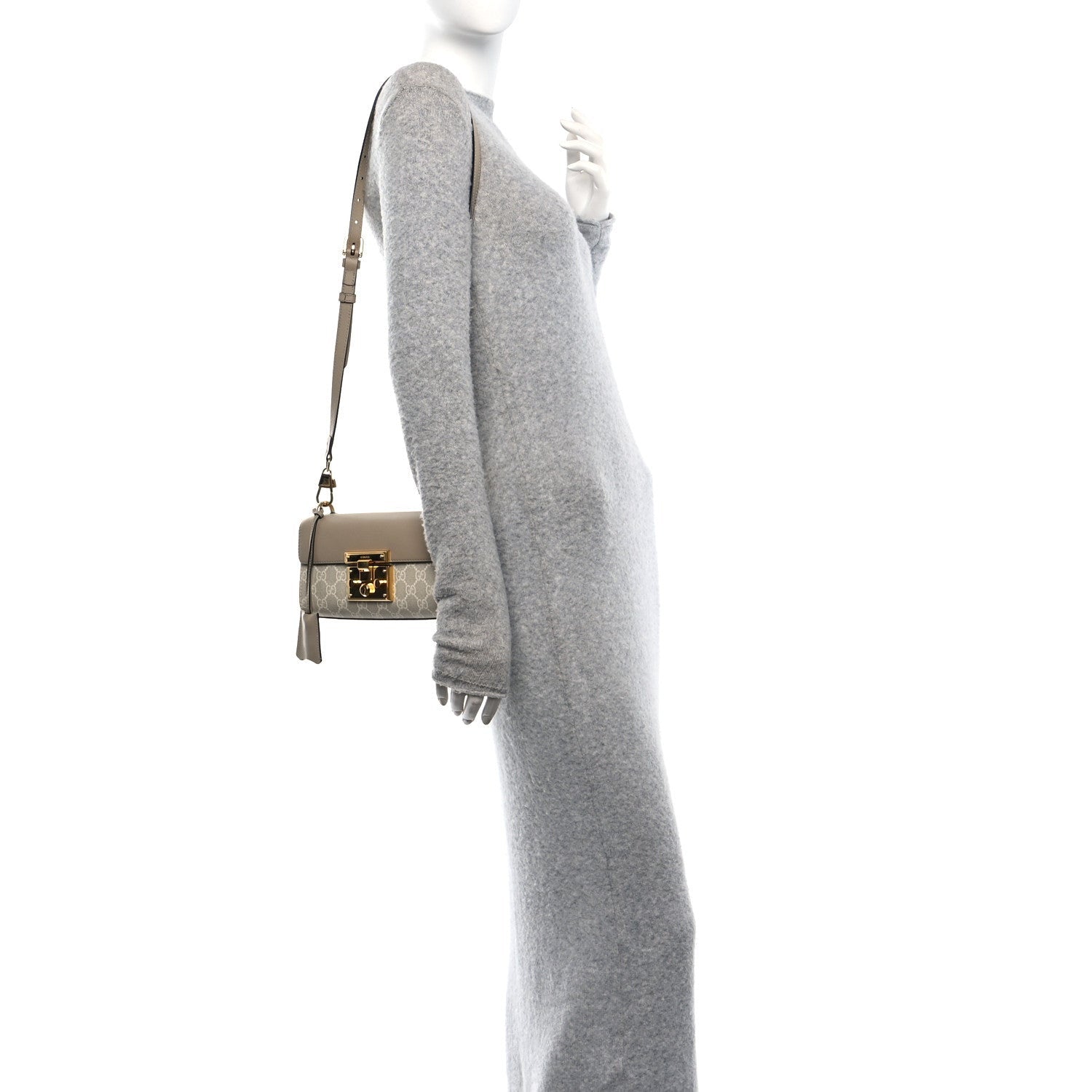 Gucci GG Supreme Monogram Calfskin Mini Padlock Shoulder Bag Beige Mystic White Oatmeal 2 of 7