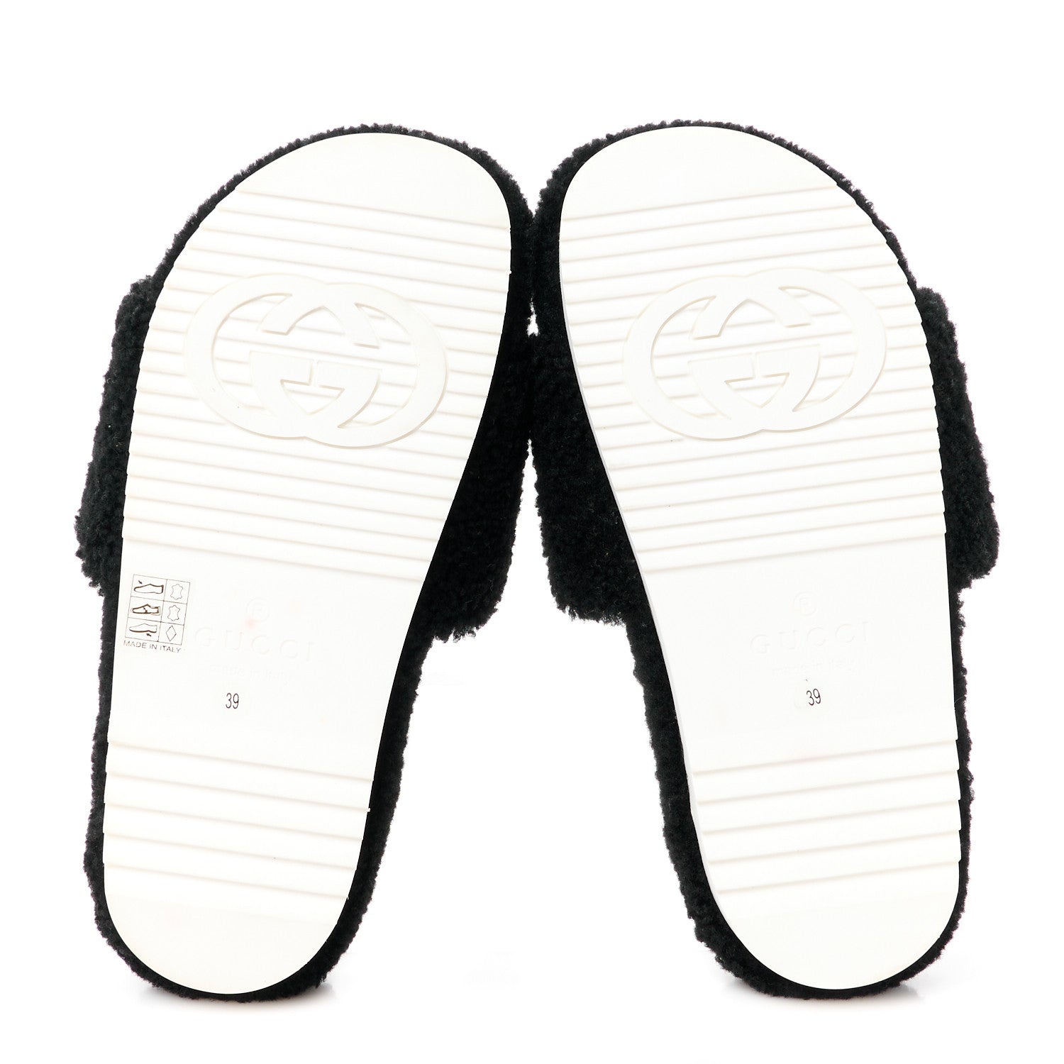 Gucci Shearling Womens Eileen Slide Sandals 39 Black Butterscotch 5 of 9