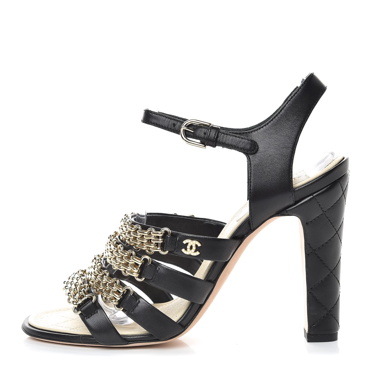 Chanel Lambskin Reissue Chain Sandals 38.5 Black 1 of 11