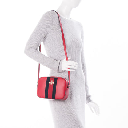 Gucci Calfskin Web Small Webby Bee Shoulder Bag Red 2 of 7