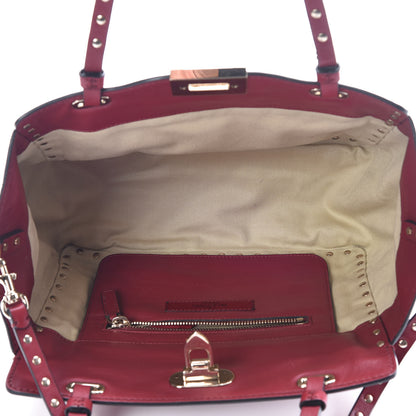 Valentino Garavani Vitello Small Rockstud Tote Scarlet 7 of 9