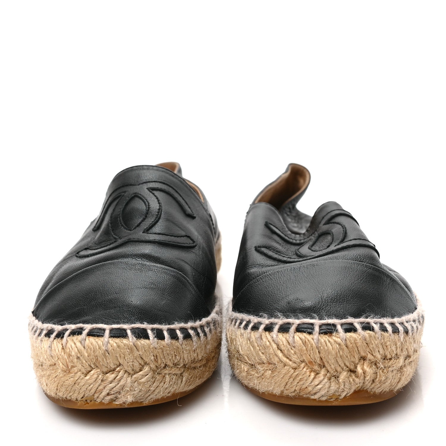 Chanel Lambskin CC Espadrilles 37 Black 2 of 8