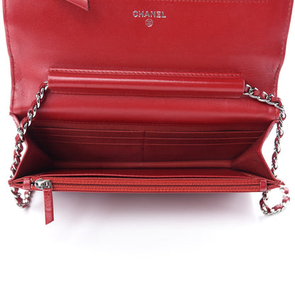 Chanel Lambskin Quilted Wallet on Chain WOC Red 5 of 14