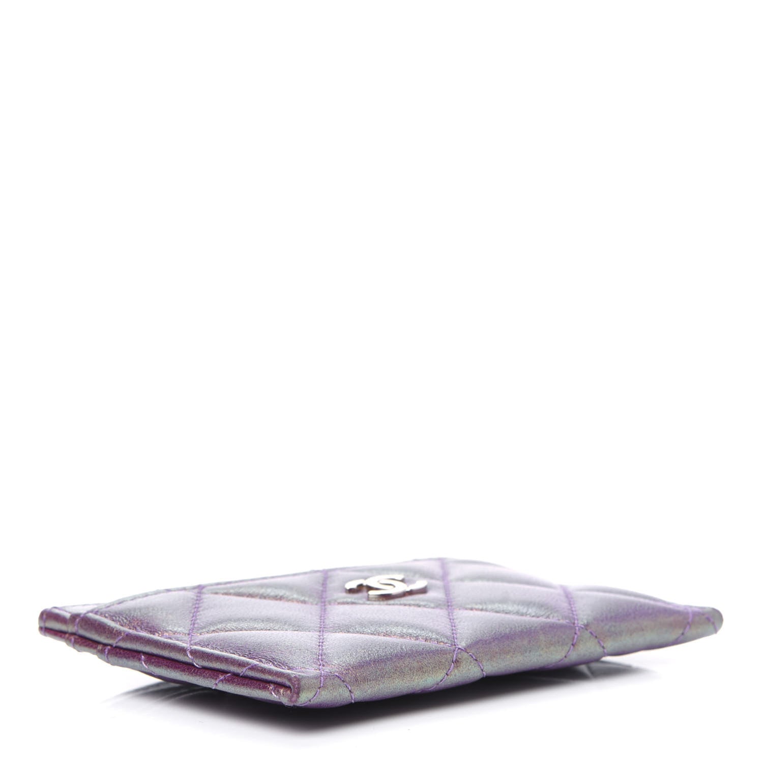Chanel Iridescent Lambskin Quilted Card Holder Purple 4 of 14