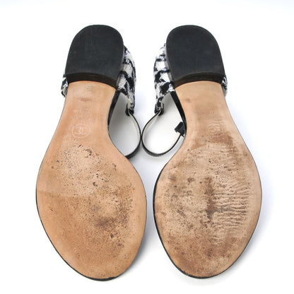 Chanel Patent Tweed CC Sandals 35.5 Black 7 of 11