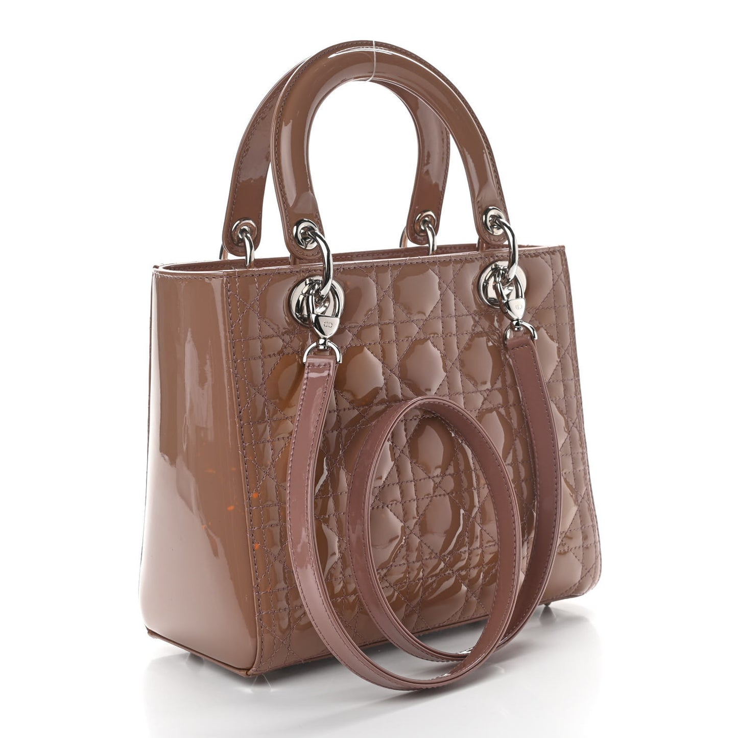 Patent Cannage Medium Lady Dior Brown