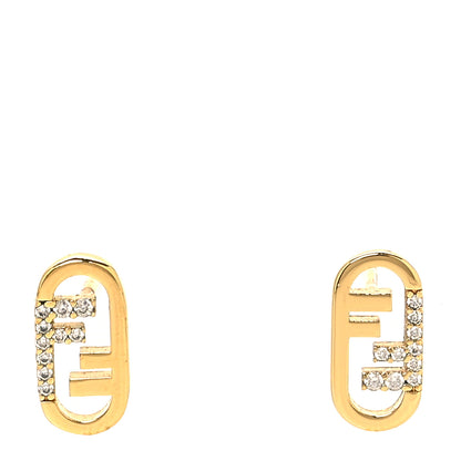 Fendi Metal Crystal FF O'Lock Earrings Gold 1 of 7