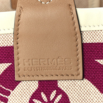 Hermes H Plume Canvas Swift Printed Panoplie Equestre Steeple 25 Bag Rose Pourpre Ecru Beige Chai 5 of 9
