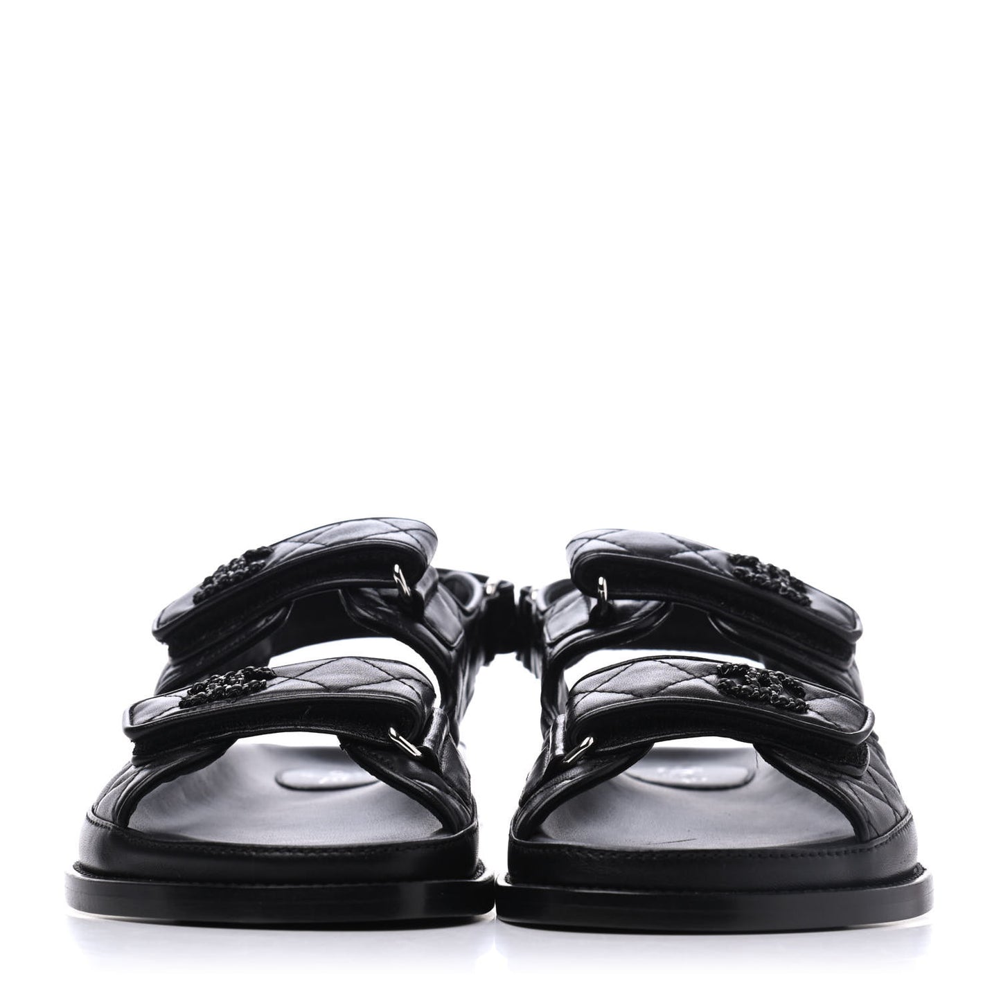 Lambskin Velcro Dad Sandals 38 Black