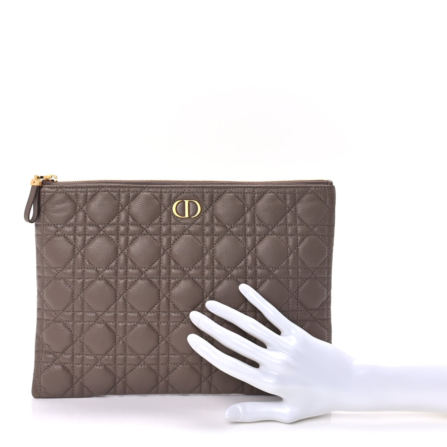 Christian Dior Supple Calfskin Cannage Large Caro Daily Pouch Warm Taupe 2 of 6