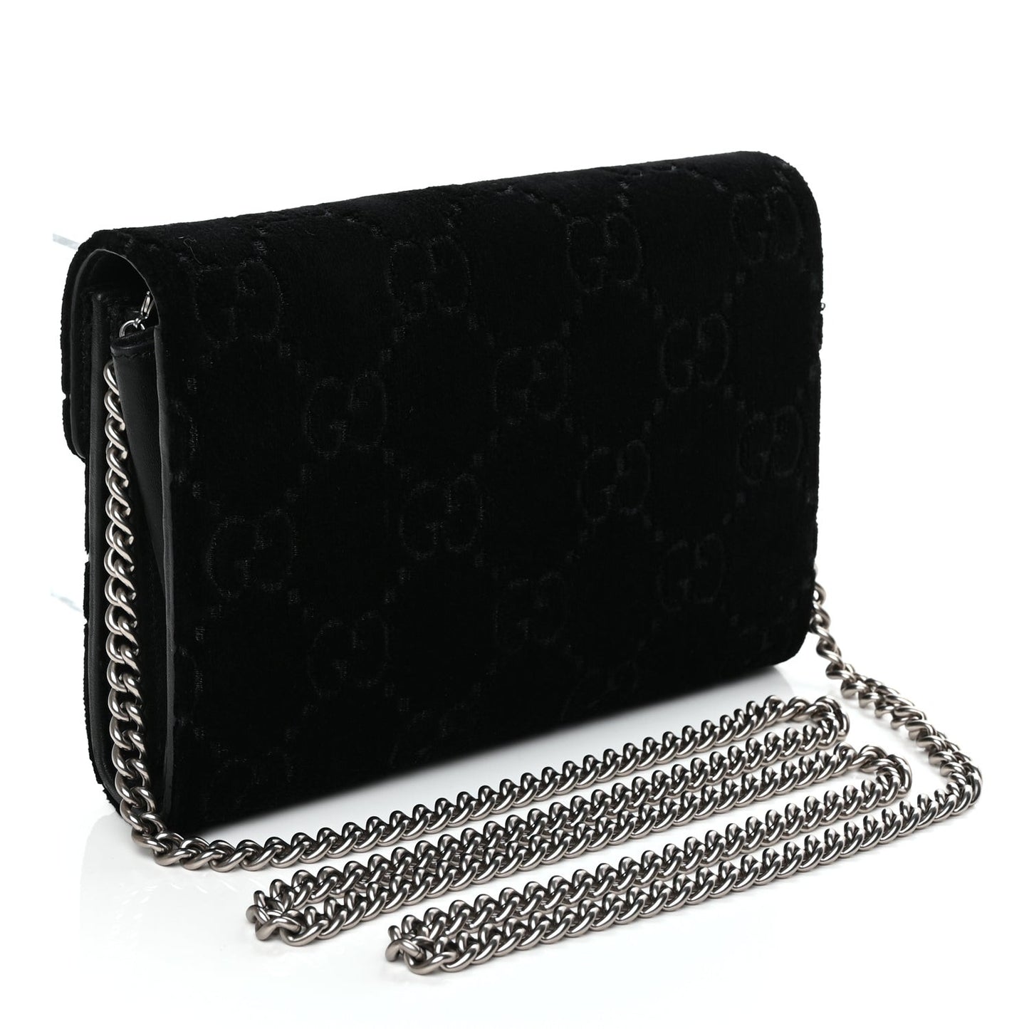 Velvet GG Monogram Mini Dionysus Chain Wallet Black
