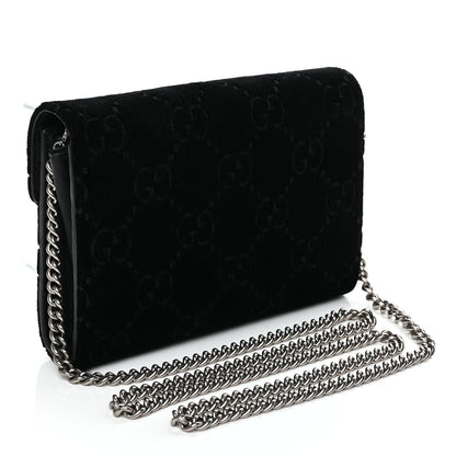 Gucci Velvet GG Monogram Mini Dionysus Chain Wallet Black 2 of 9