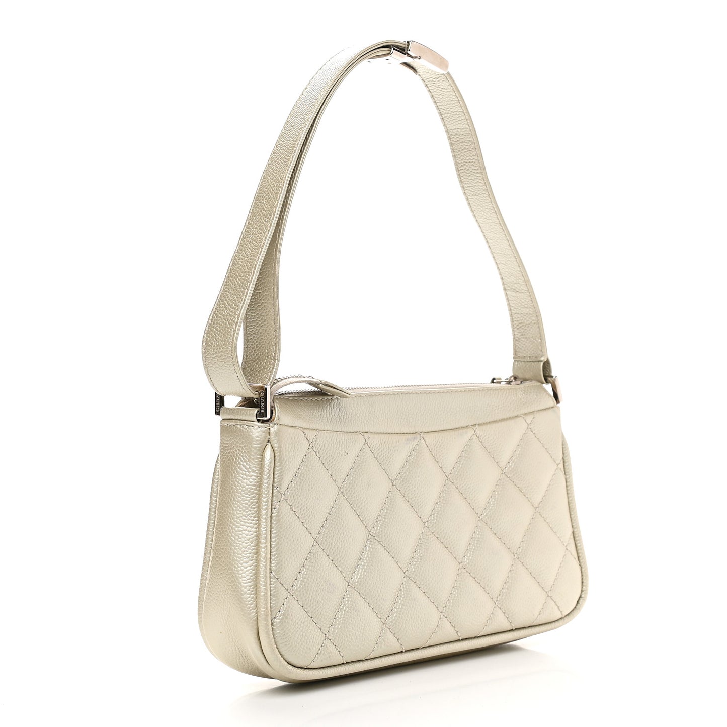 Metallic Caviar Quilted Timeless CC Shoulder Bag Gold