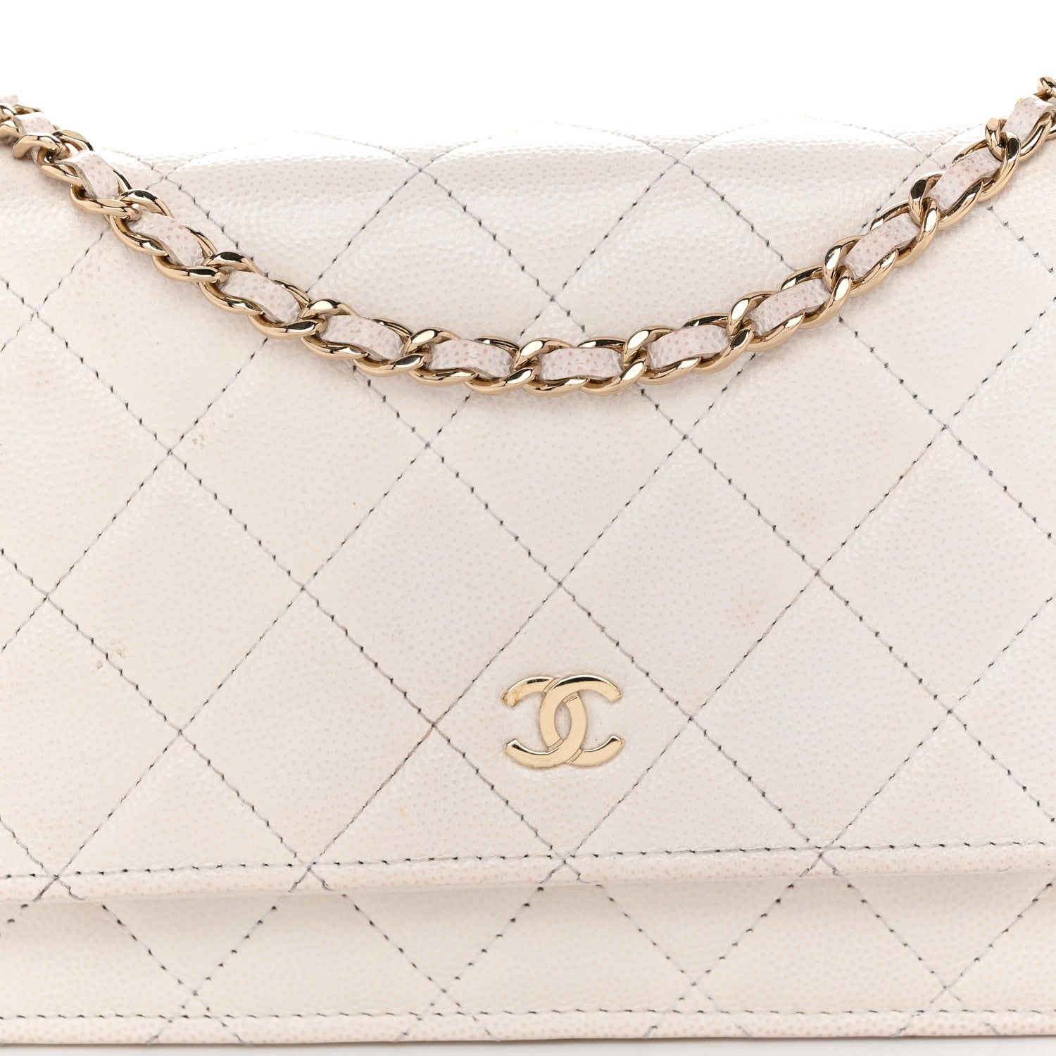 Chanel Caviar Quilted Wallet On Chain WOC White 8 of 14