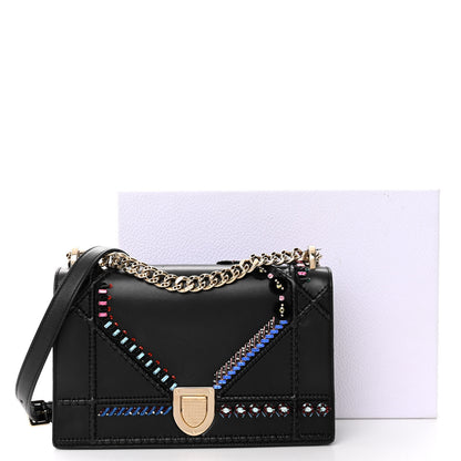 Christian Dior Calfskin Crystal Embroidered Medium Diorama Flap Bag Black 12 of 12