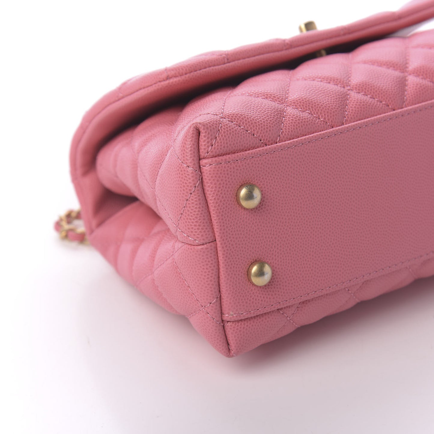 Caviar Lizard Embossed Quilted Mini Coco Handle Flap Pink
