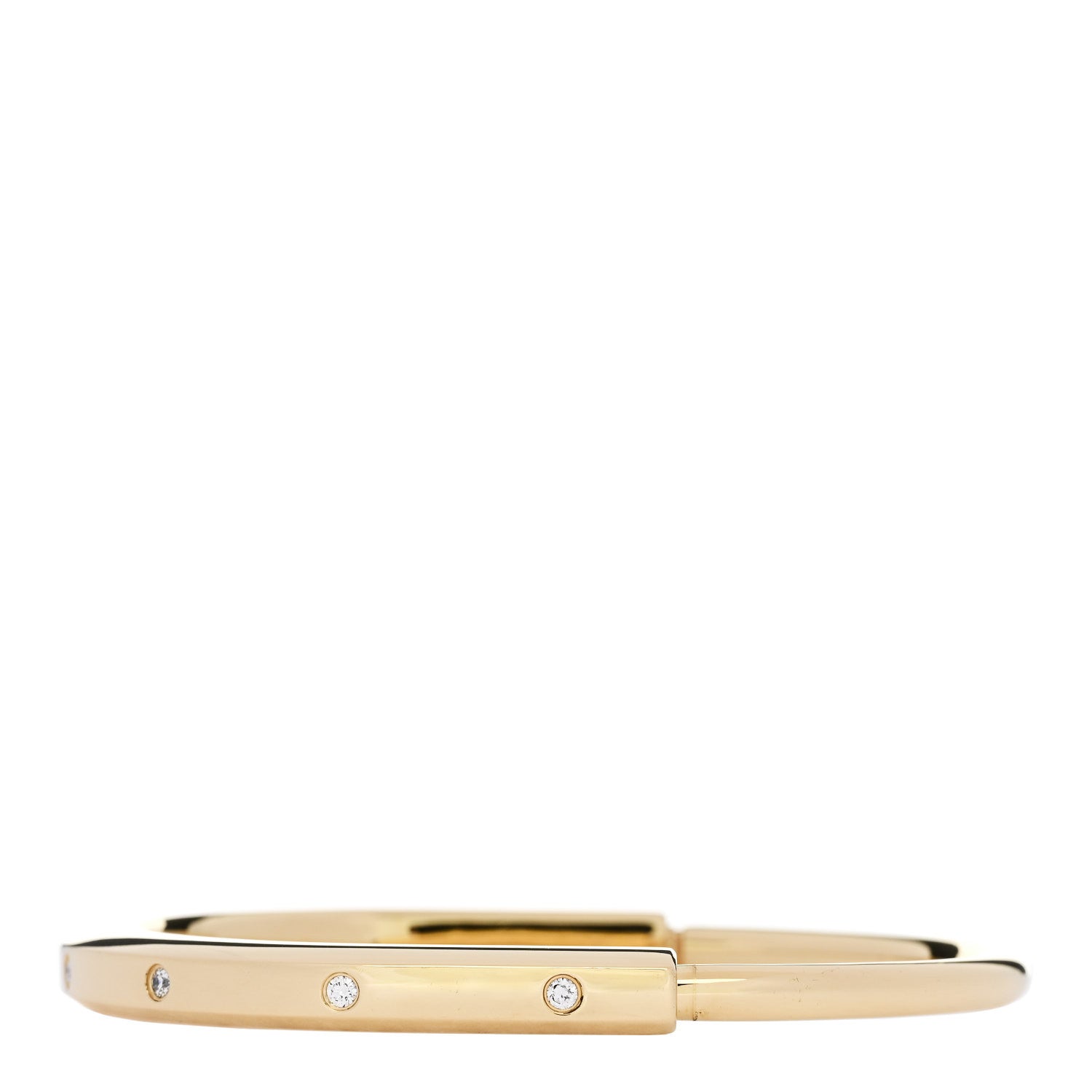 Tiffany 18K Yellow Gold Diamond Tiffany Lock Bangle Bracelet 1 of 6