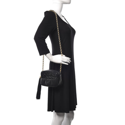 Chanel Lambskin Quilted Tassel Camera Case Black 2 of 12