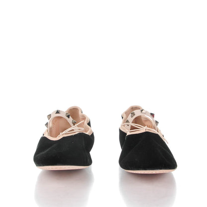 Valentino Garavani Velvet Rockstud Cross Strap Ballerina Flats 40 Black 2 of 7