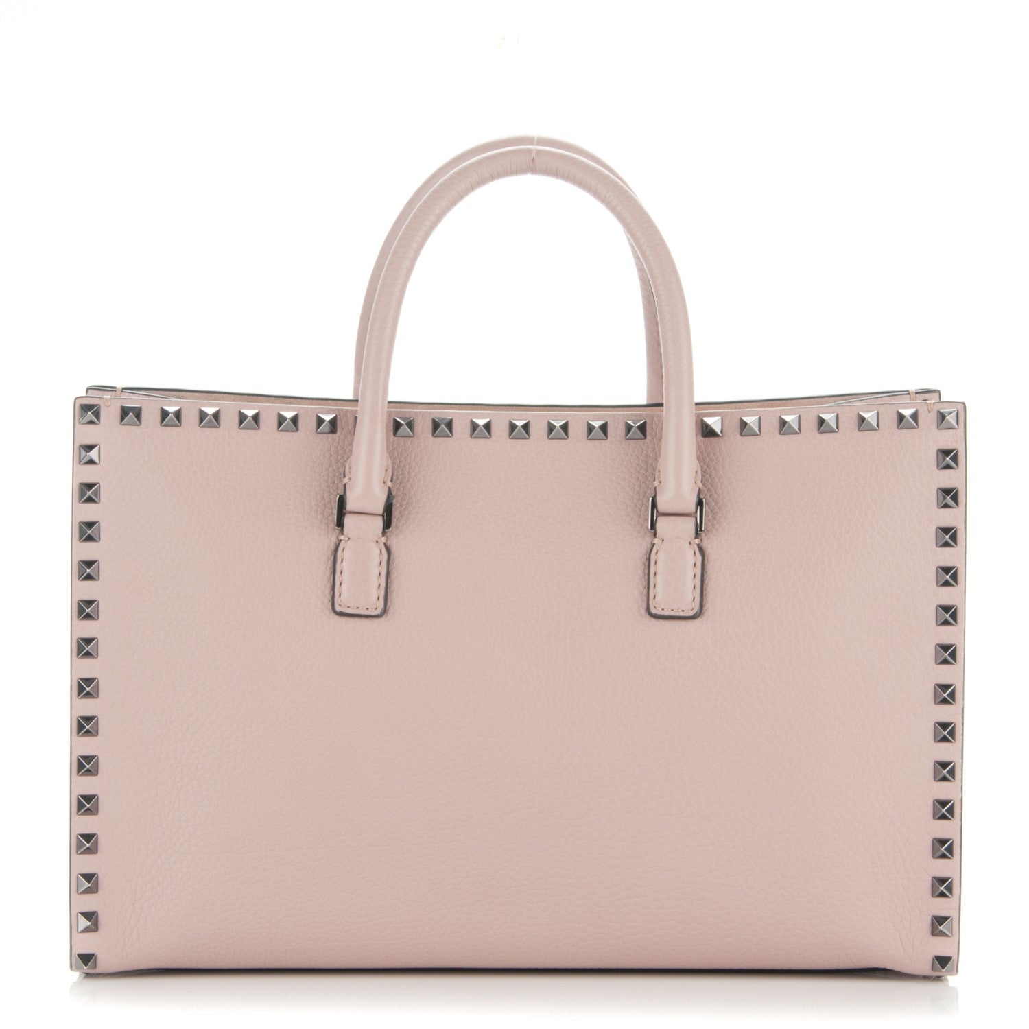 Valentino Garavani Grained Calfskin Medium Rockstud Double Handle Horizontal Tote Poudre 1 of 6
