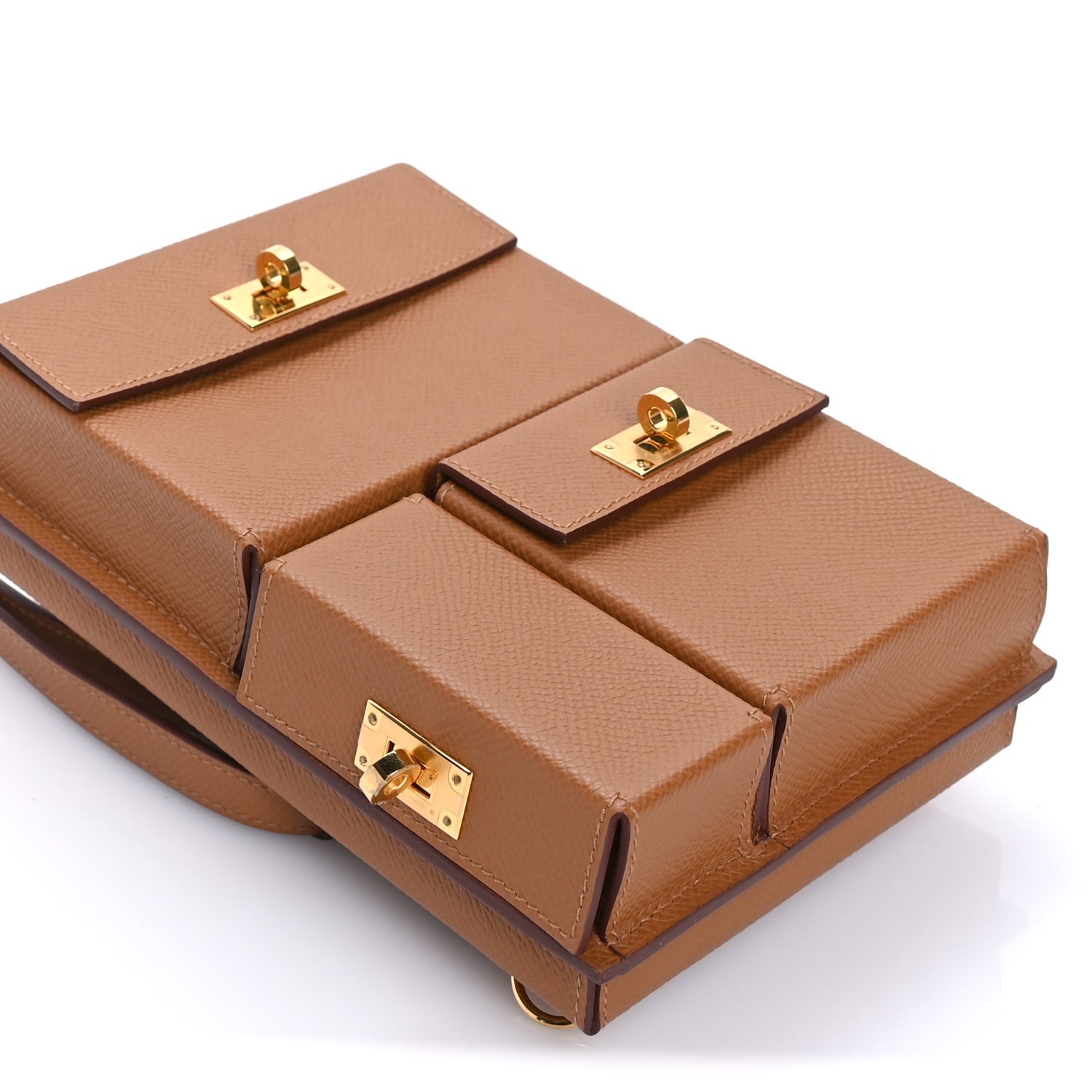 Hermes Epsom Kelly Multi Pocket Pochette To Go Gold 7 of 7