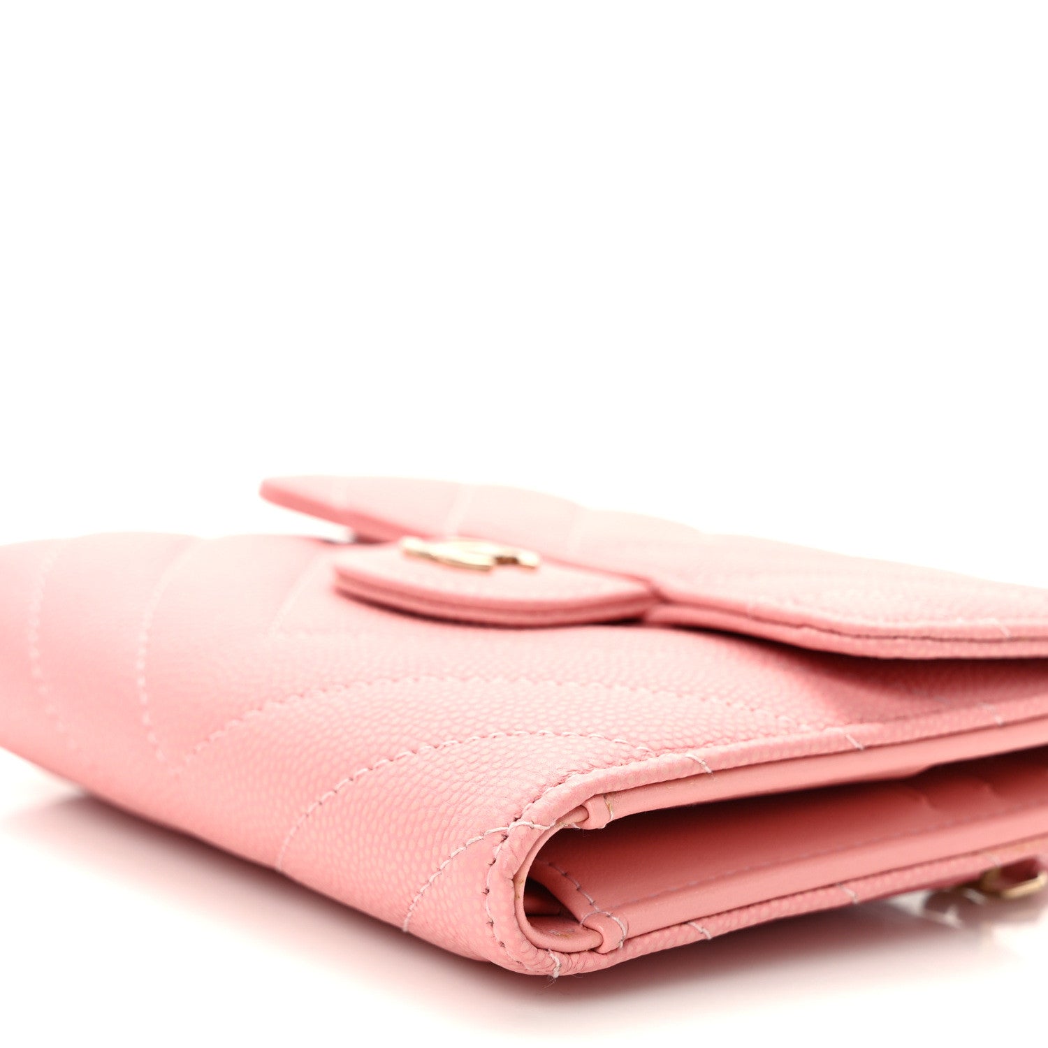 Chanel Caviar Chevron Quilted Compact Flap Wallet Pink 9 of 9