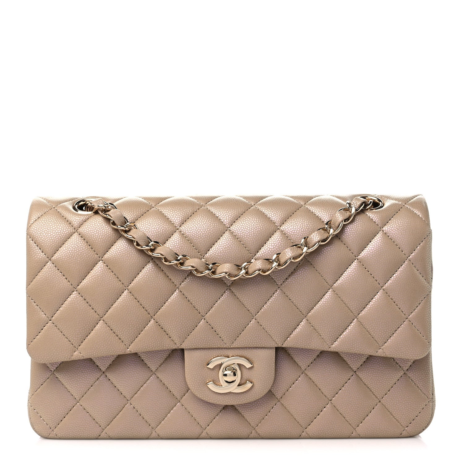 Chanel Iridescent Caviar Quilted Medium Double Flap Dark Beige 1 of 10