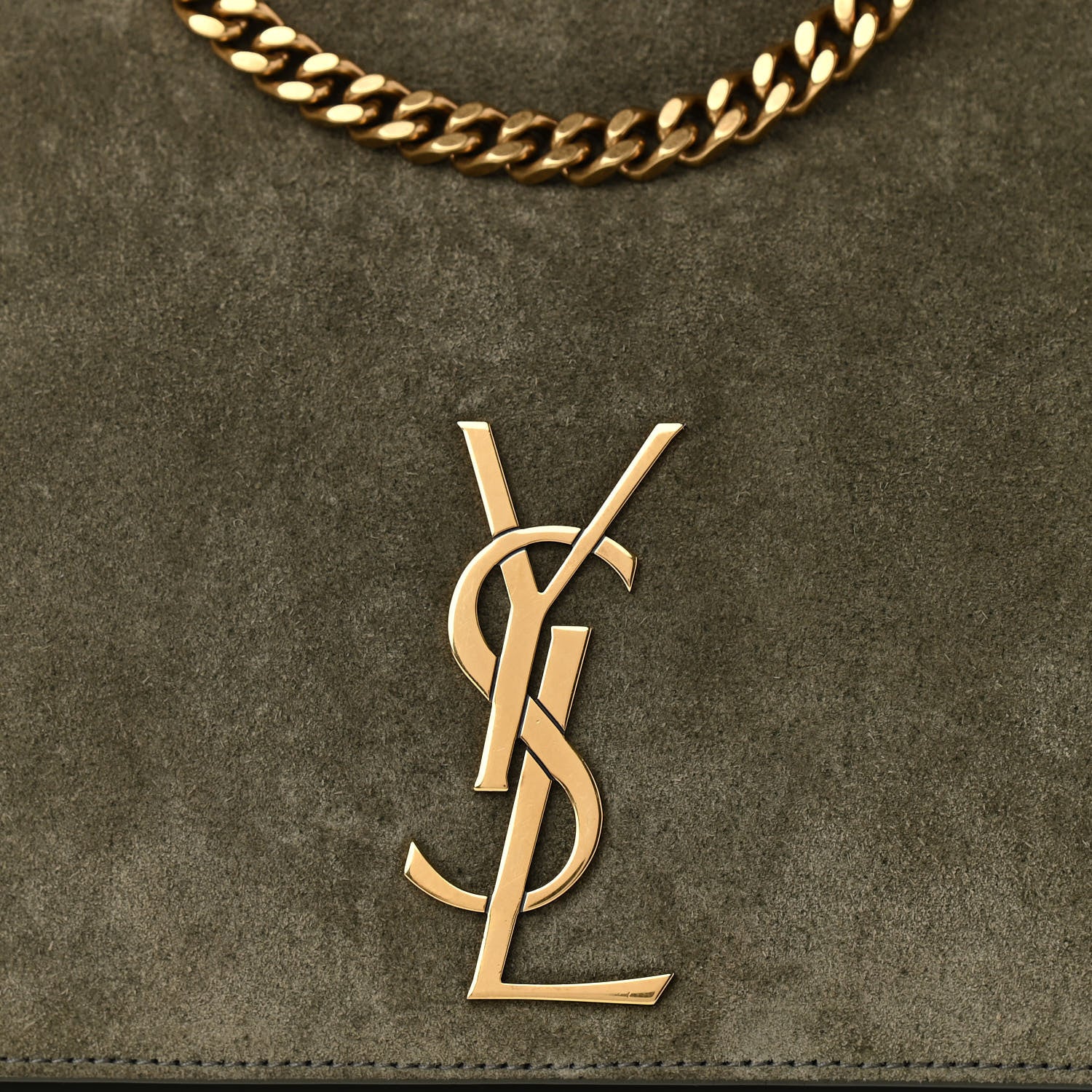 Saint Laurent Suede Medium Reversible Monogram Kate Satchel Olive 6 of 10