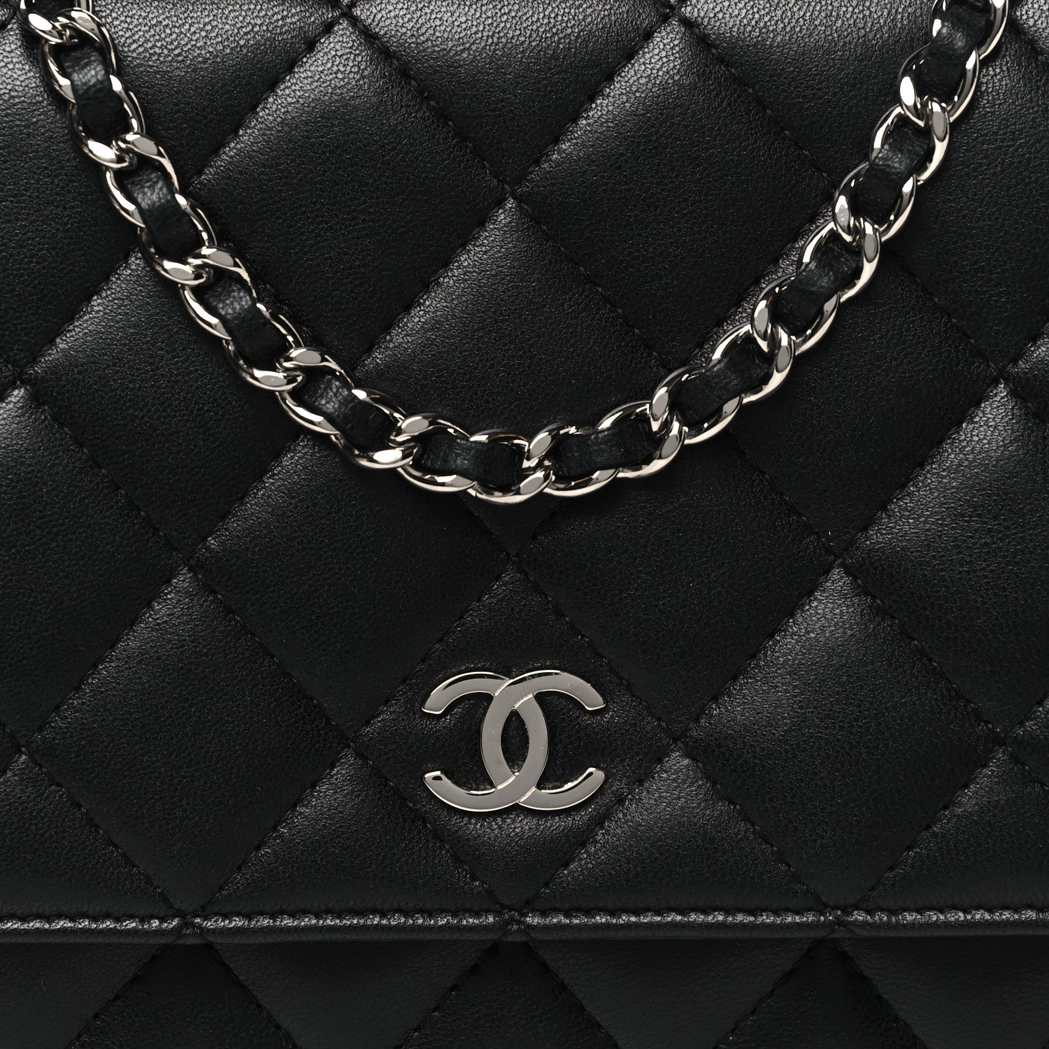 Chanel Lambskin Quilted Wallet On Chain WOC Black 9 of 12