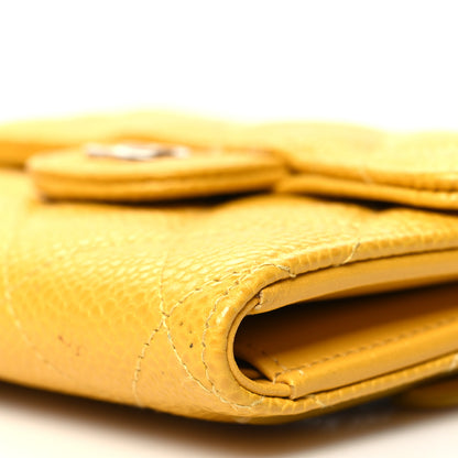 Chanel Caviar Quilted Compact Flap Wallet Yellow 11 of 14