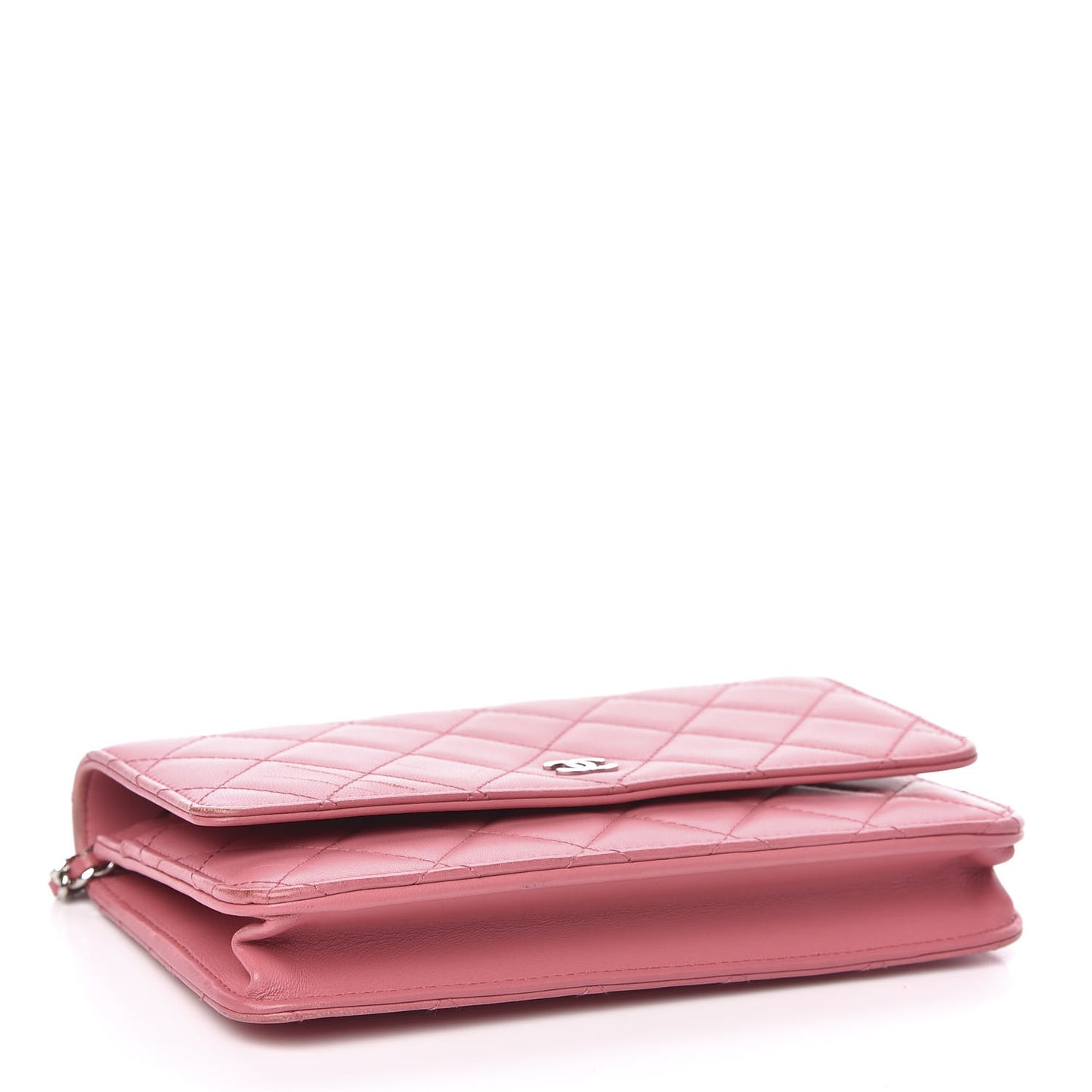Lambskin Quilted Wallet On Chain WOC Pink