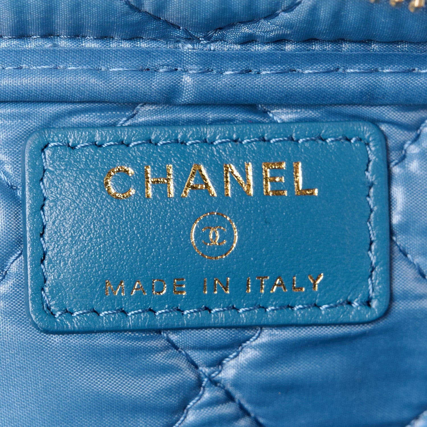 Chanel Denim Quilted Toiletry Case Blue 6 of 11