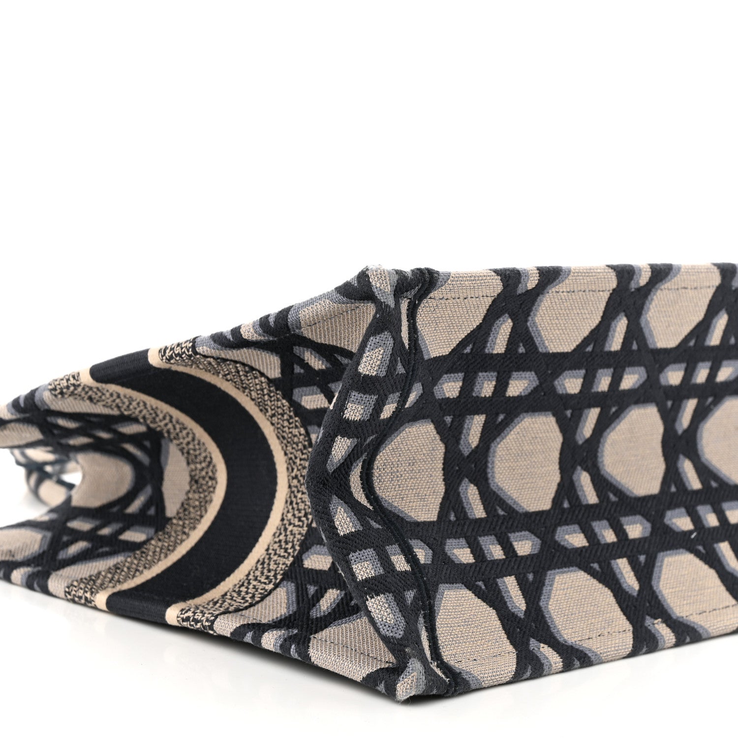 Christian Dior Canvas Macrocannage Embroidered Medium Book Tote Beige Blue 9 of 11