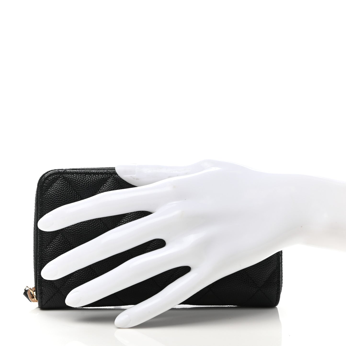 Caviar Quilted Medium Zip Around Wallet Black