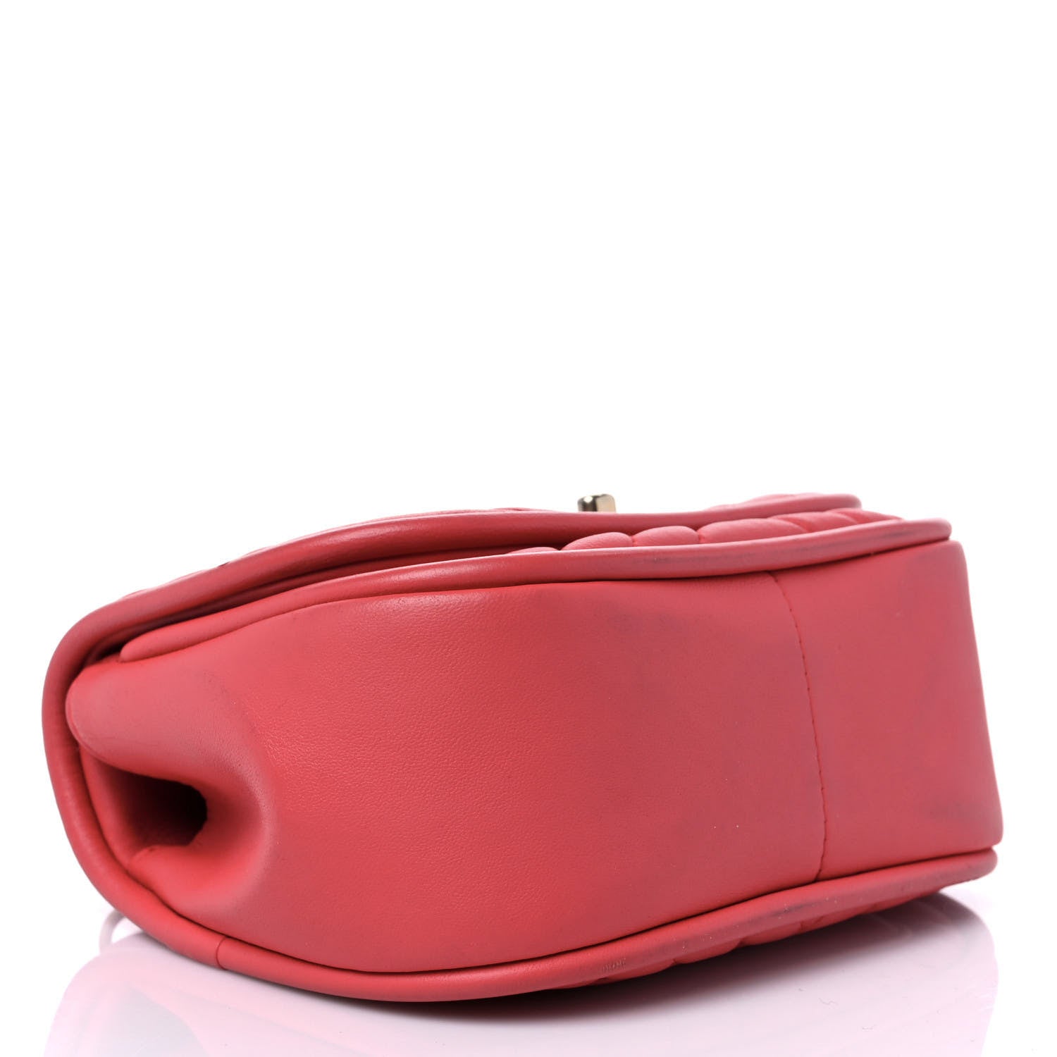 Chanel Lambskin Reverse Chevron Quilted Mini Round Top Handle Flap Bright Pink 4 of 17