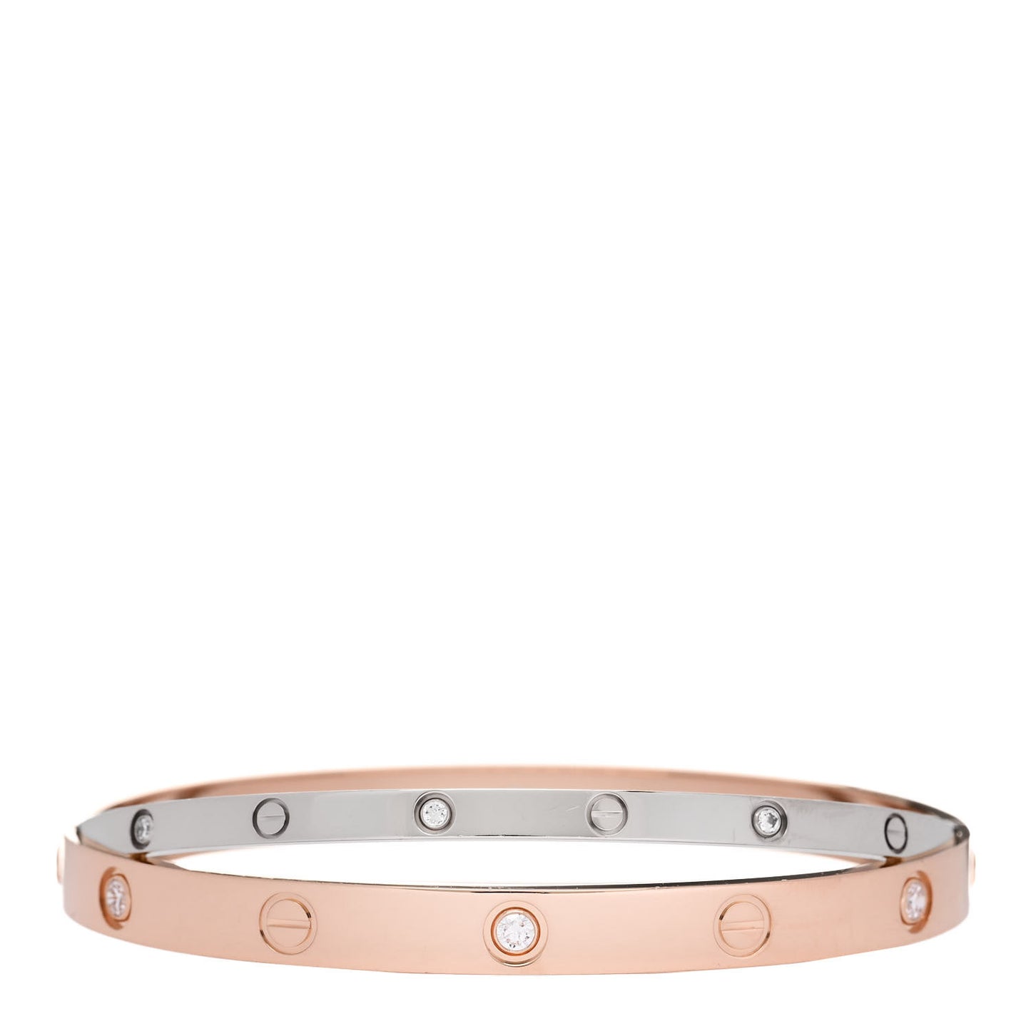 18K Pink White Gold 12 Diamond Double LOVE Bracelet 18