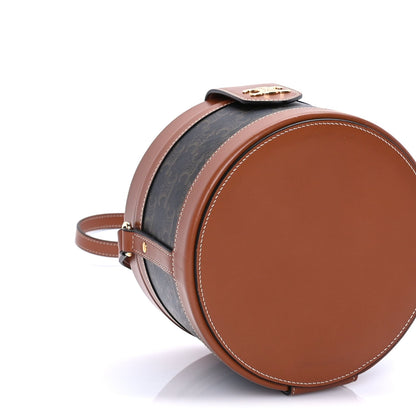 Celine Calfskin Triomphe Canvas Medium Tambour Bag Tan 8 of 9