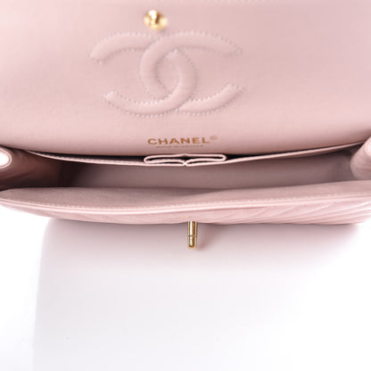 Chanel Caviar Chevron Quilted Medium Double Flap Light Pink 7 of 10