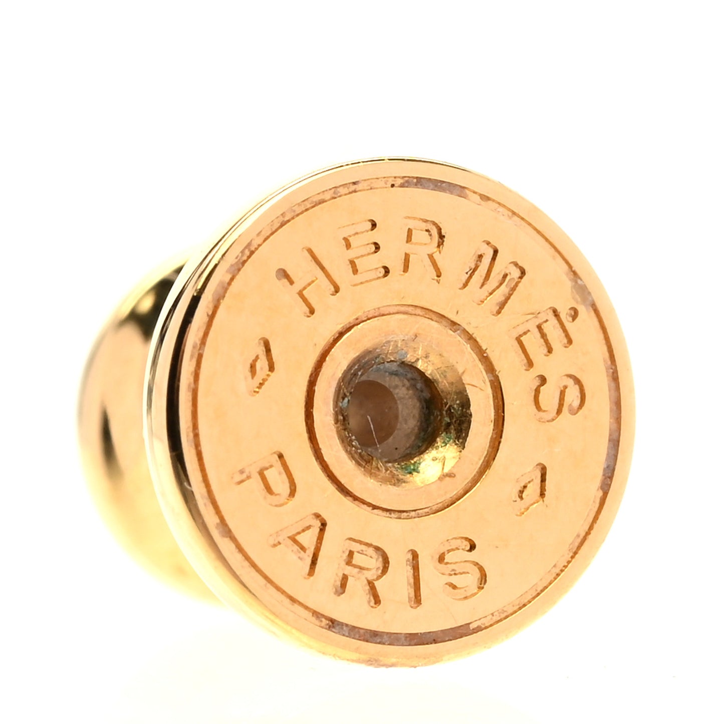 Gold Lacquered Mini Pop H Earrings White