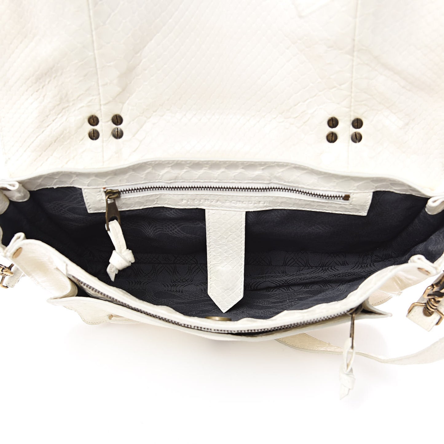 Snakeskin Calfskin Embossed Medium PS1 Satchel White