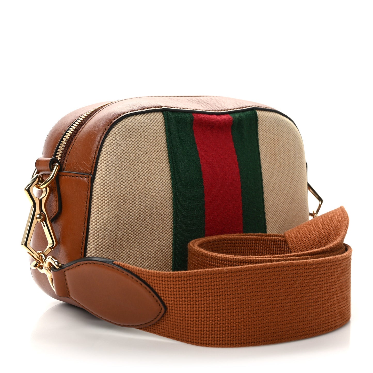 Vintage Canvas Web Shoulder Bag Sand Cuir