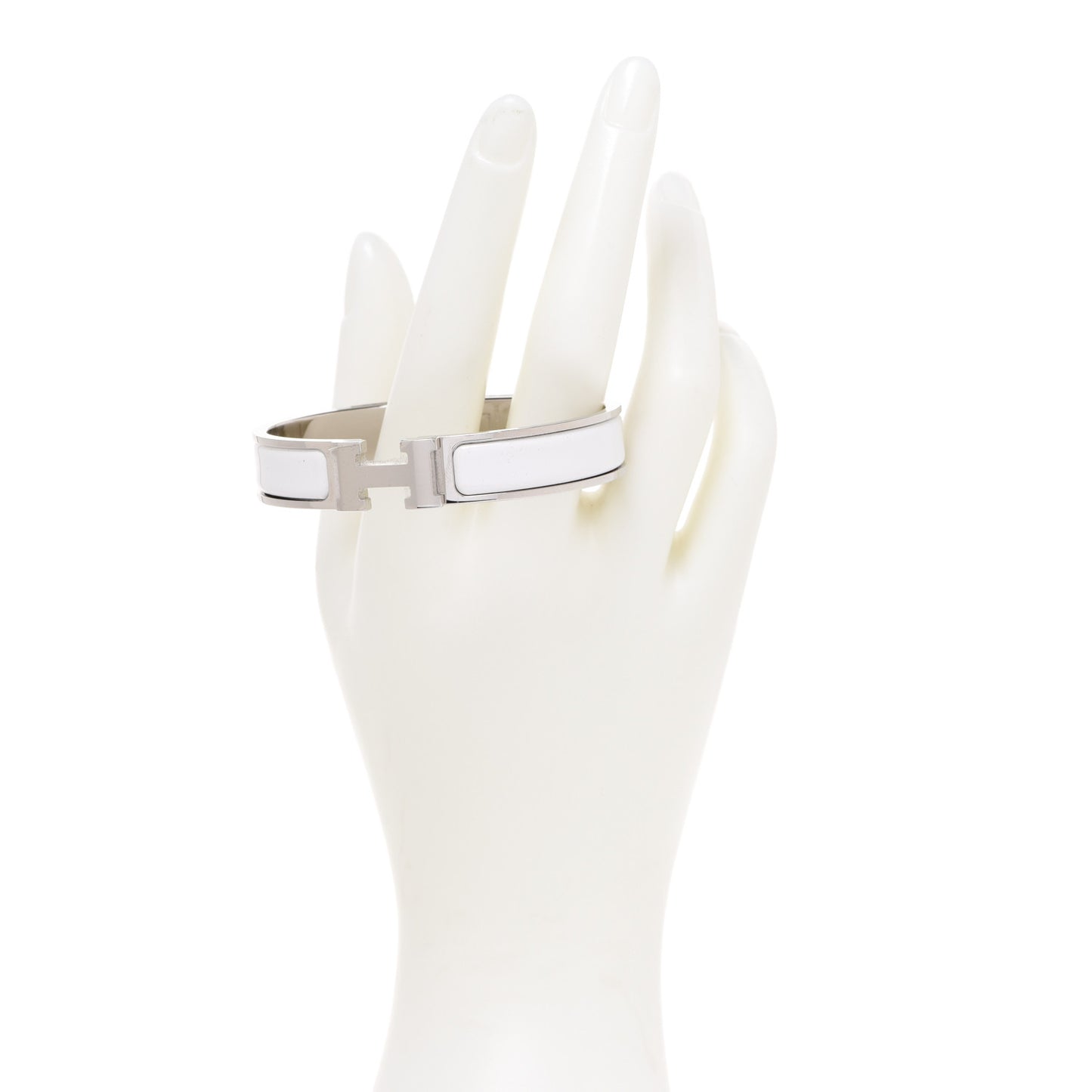 Enamel Narrow Clic Clac H Bracelet GM White