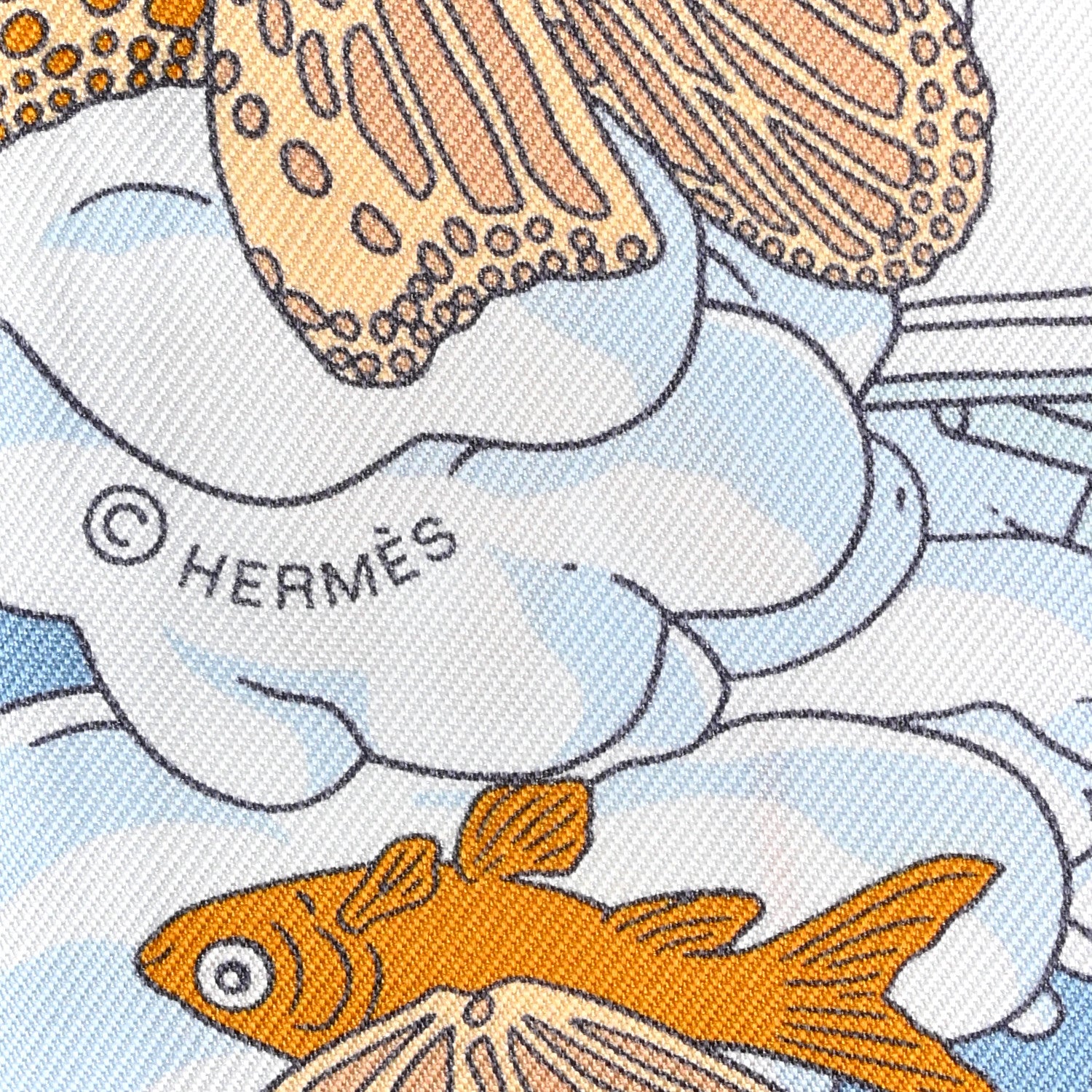Hermes Silk Sur Mon Nuage Twilly Creme Bleu Ciel Orange 3 of 4