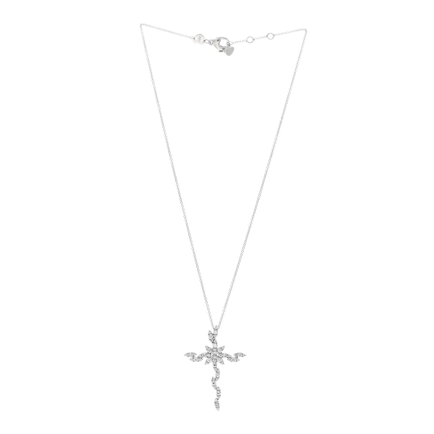 18K White Gold Diamond Ghirlanda Classics Cross Necklace